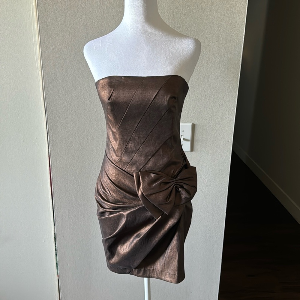 Brown Metallic mini dress
